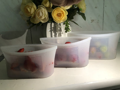 3-Pack Reusable Silicone Food Storage Bags – Sandwich & Snack Containers